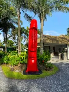 An artwork by Pacific Artist Fatu Feu'u on show at MOTU Art Villas in Rarotonga