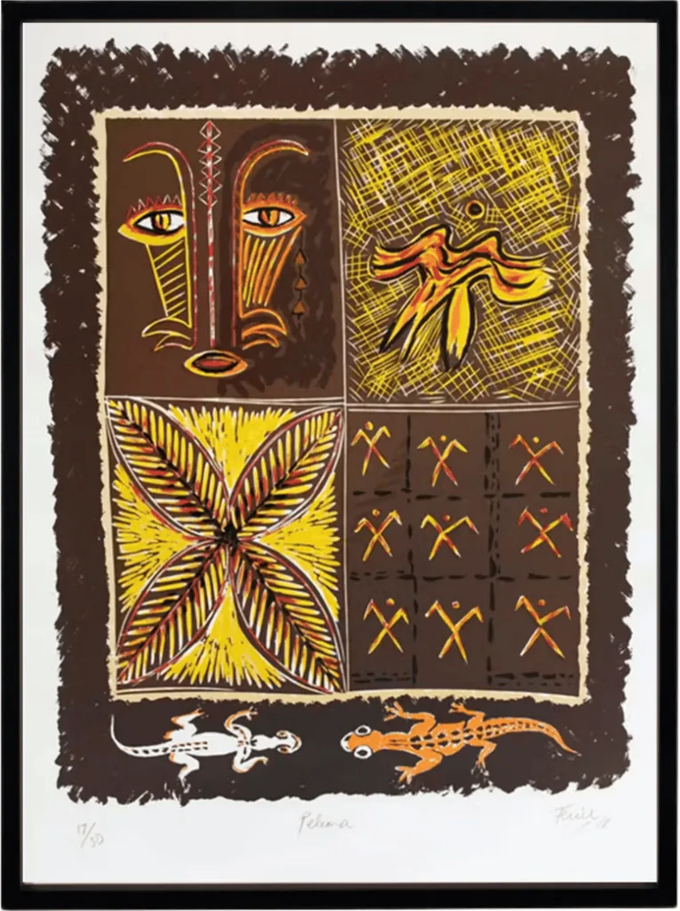 Artwork Paleina by Pacific artist, Fatu Feu'u at MOTU Villas Rarotonga