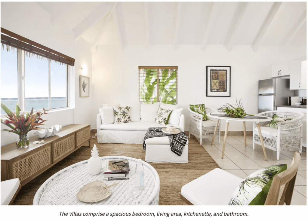 MOTU Villa interior with kitchenette