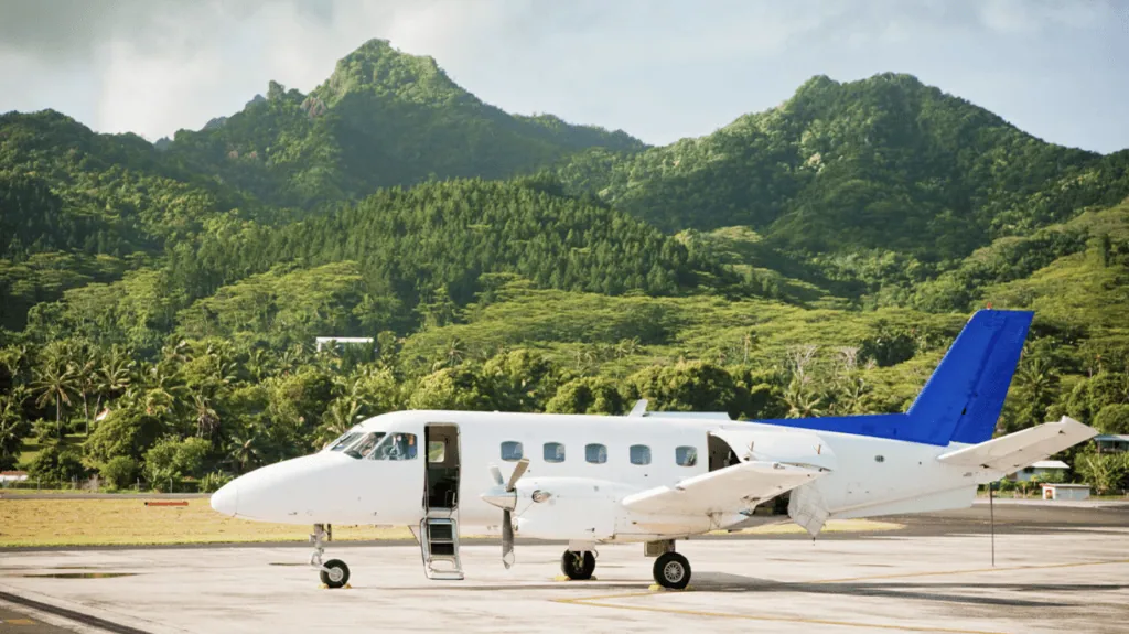 A small plane at Rarotonga Airport