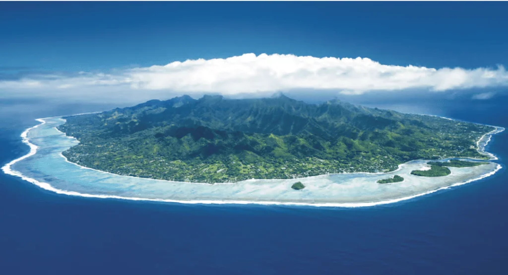 The island of Rarotonga shot from above