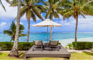 Sun loungers at MOTU Villas, Rarotonga