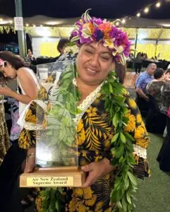 Mi'i from MOTU holding our Cook Islands Tourism Award